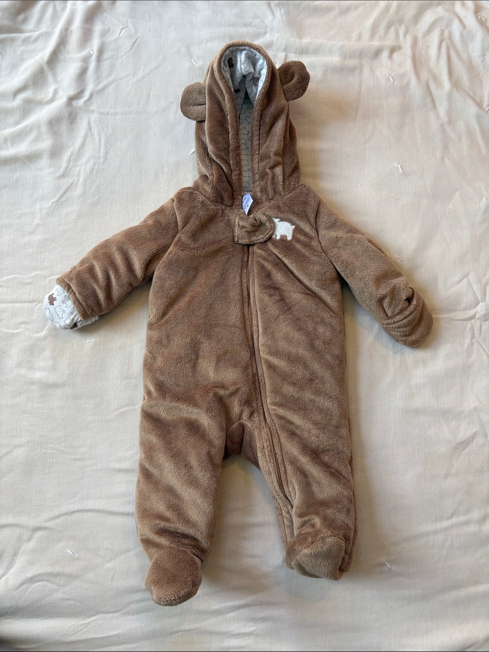 Carter’s Brown Plush Bear Hooded Baby One-Piece Footed Snowsuit